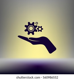 Hand and mechanism vector icon