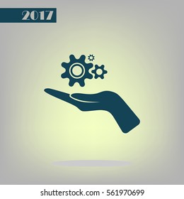 Hand and mechanism vector icon