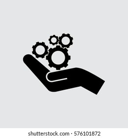hand and mechanism vector icon