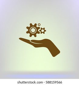 Hand and mechanism vector icon