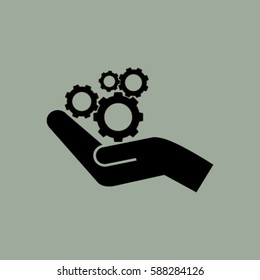 hand and mechanism vector icon