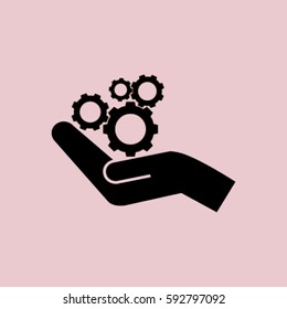 hand and mechanism vector icon