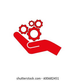hand and mechanism vector icon