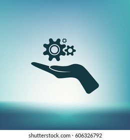 Hand and mechanism vector icon