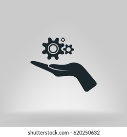 Hand and mechanism vector icon