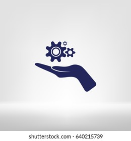Hand and mechanism vector icon