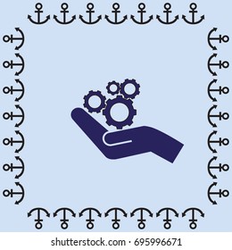 hand and mechanism vector icon