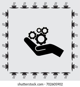 hand and mechanism vector icon