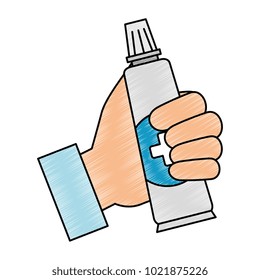 hand with medical cream isolated icon