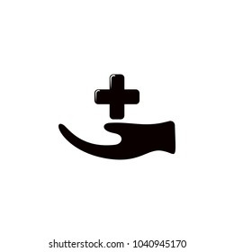 hand and medical cross icon. Elements of insurance icon. Premium quality graphic design. Signs and symbol collection icon for websites, web design, mobile app, info graphics on white background