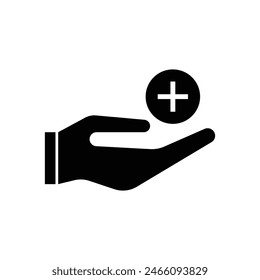 mano médica con diseño de Vector de icono cruzado silueta