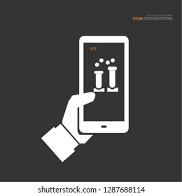 hand with medical icon.healthcare mobile app concept.vector illustration.