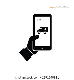 hand with medical icon.healthcare mobile app concept.vector illustration.