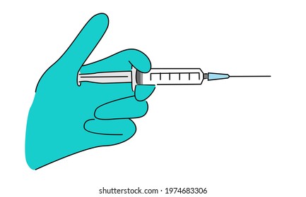 Hand with medical injection syringe vector illustration
