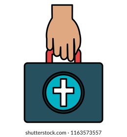 hand with medical kit