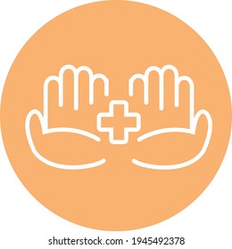Hand Medical Marker vector icon. Style is flat rounded symbol, brown color, rounded angles, white background.
