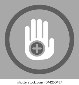 Hand Medical Marker vector icon. Style is bicolor flat rounded symbol, dark gray and white colors, rounded angles, silver background.