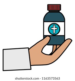 hand with medicine bottle