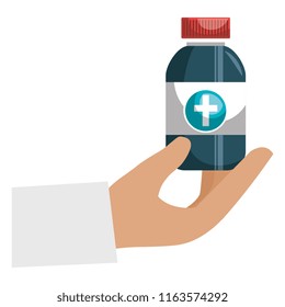 hand with medicine bottle