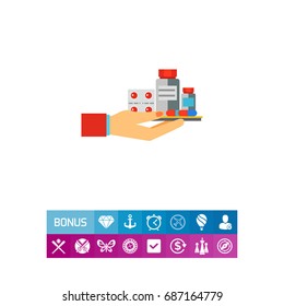 Hand with medicine icon