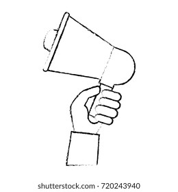 hand with megaphone audio isolated icon