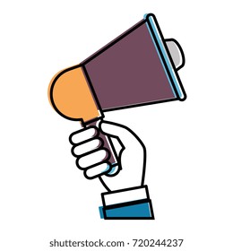hand with megaphone audio isolated icon