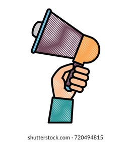 hand with megaphone audio isolated icon