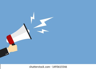 Hand megaphone great design for any purposes. Loud speaker vector icon illustration sign. Hand holding megaphone icon. Information design. EPS 10