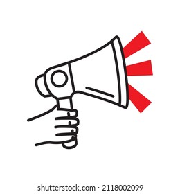 hand with megaphone icon line