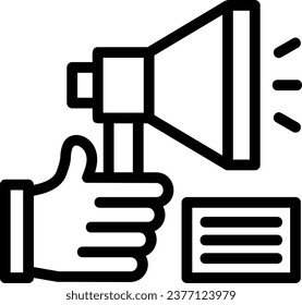 Hand with a megaphone for self-promotion Linear Vector Icon