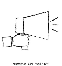 hand with megaphone sound device icon
