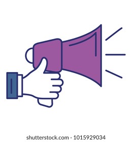 hand with megaphone sound isolated icon