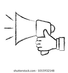 hand with megaphone sound isolated icon