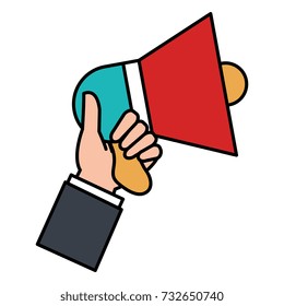 hand with megaphone sound isolated icon