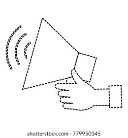 hand with megaphone sound isolated icon
