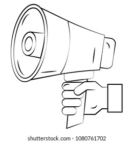 hand with megaphone sound pop art style