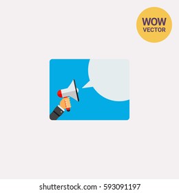 Hand with Megaphone and Speech Bubble Icon