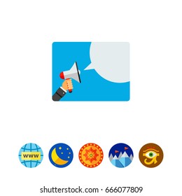 Hand with Megaphone and Speech Bubble Icon