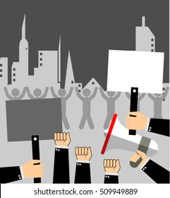  hand with Megaphone and stop sign