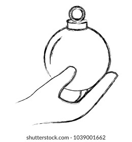 hand with merry christmas ball decoration