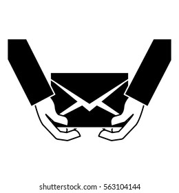 hand and message envelope mail icon image vector illustration design 