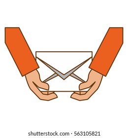 hand and message envelope mail icon image vector illustration design 