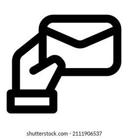icono de mensaje de mano con color negro