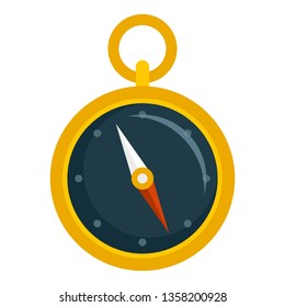 Hand metal compass icon. Flat illustration of hand metal compass vector icon for web design