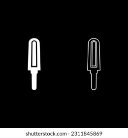 Hand metal detector held personal airport security concept scanner set icon white color vector illustration image solid fill outline contour line thin flat style