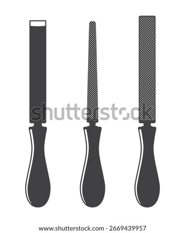 hand metal rasp file tool icon set