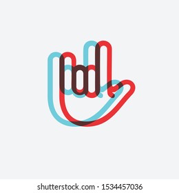 hand metal sign neon vector template