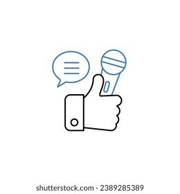 icono de línea de concepto de micrófono manual. Ilustración de elemento simple. diseño de símbolos de contorno de concepto de micrófono manual.