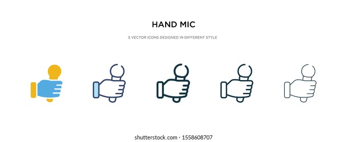hand mic icon in different style vector illustration. two colored and black hand mic vector icons designed in filled, outline, line and stroke style can be used for web, mobile, ui