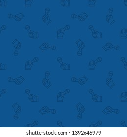 Hand with Mic outline vector dark blue seamless pattern